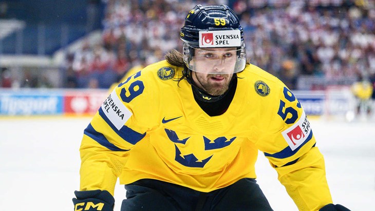 Linus Johansson i segermatchen mot USA i Hockey-VM i Ostrava. Foto: Maxim Thore/Bildbyrån