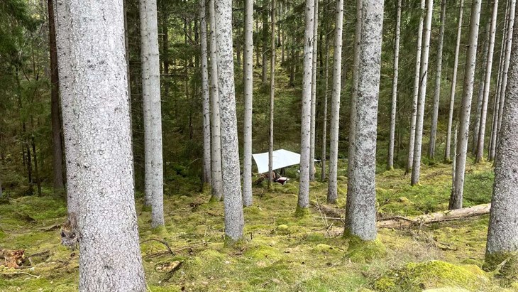 Där ner har Becca Knutson spänt upp segelduken och ska alldeles strax börja tatuera Greta Hedberg. Foto: Per Brolléus