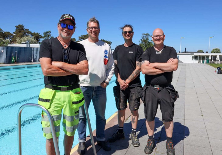 Thomas Banestål, Magnus Andersson, Erik Johannesson och Patric Johansson välkomnar gäster på fredag den 29 maj. Foto: Peter Jakobsson