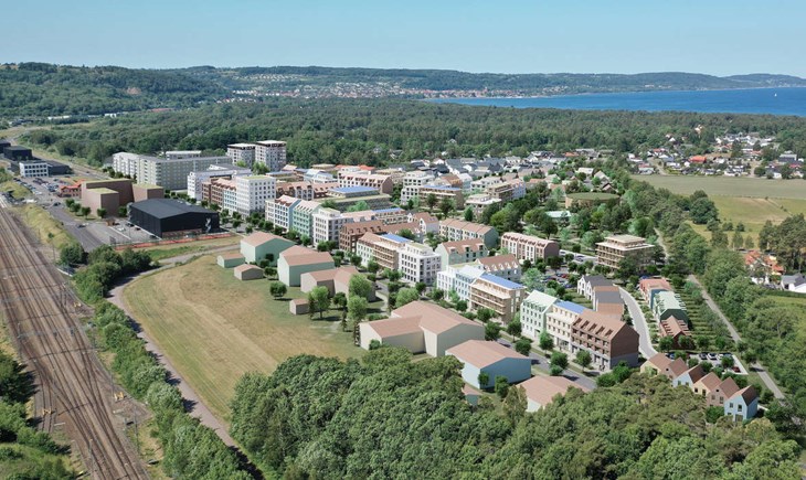 800 bostäder plus handel, förskola, service och kontor ska få plats inom Tuvelyckan etapp 2. Illustration: Fredblad Arkitekter