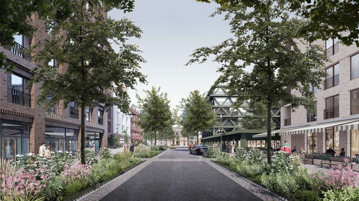 Visionsbild på området Tuvelyckan etapp 2. Illustration: Fredblad Arkitekter