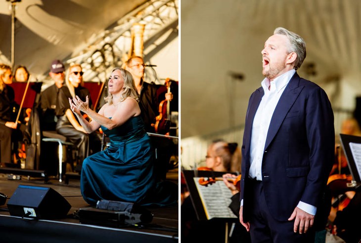 Elisabet Strid som Senta och Tobias Westman som Styrmannen. Foto: ByMija