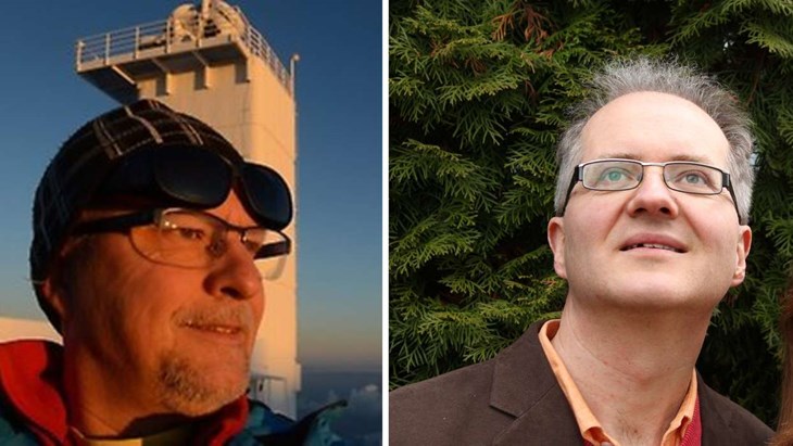 Universitetslektor Dan Kiselman och astrofysiker Knut Jørgen Røed Ødegaard. Foto: Stockholms Universitet och Trym Norman Sannes