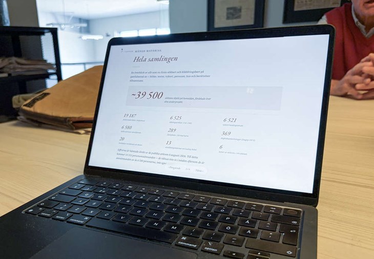 En sida sammanfattar allt material som finns på webbsidan. Runt 40 000 objekt av olika slag. Foto: Peter Jakobsson