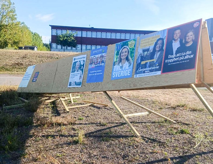 Här har nogn eller några förstört hela ställningen som sedan kommunens folk fick bygga ihop igen. Foto: Privat