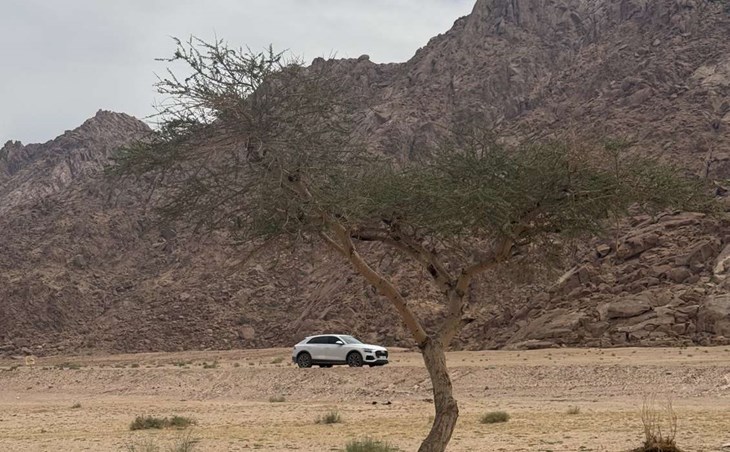 Split rock of Horeb är en känd biblisk plats i Saudiarabien. "I bibeln beskrivs hur vatten strömmade ut från klippan, vilket räddade israeliterna från att törsta ihjäl i öknen" säger Christopher som stod på stenen och tog bilden. Foto: Privat 