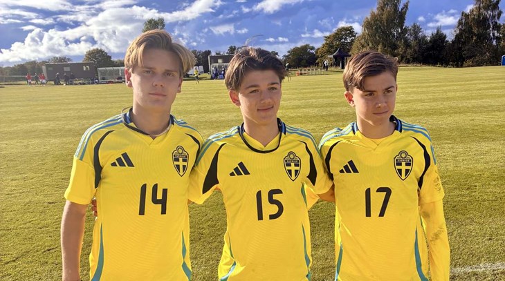HBK:arna på landslagslägret på Öland: Matteus Björnsson Östring, Alvin Spetsmark och Elton Bujupi. Foto: Privat