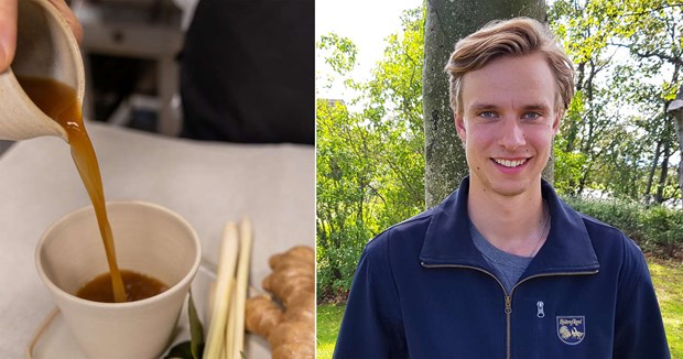 Bjärefågel gör dryck av kycklingben: 